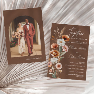 Invitation Mariage Aquarelle Bohème Terracotta Terreuse