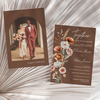 Invitation Mariage Aquarelle Bohème Terracotta Terreuse