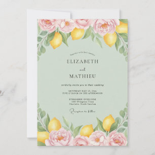 Invitation Mariage aquarelle Citron Citrus