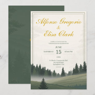 Invitation Mariage Aquarelle Classique de la Forêt Rustique V