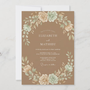 Invitation Mariage Aquarelle Crème Argile