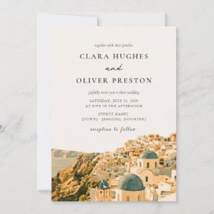 Invitation Mariage aquarelle du village de la caldeira de San