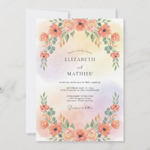Invitation Mariage Aquarelle Enchantée aux Pêches