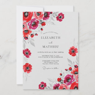 Invitation Mariage Aquarelle Esprit Rouge