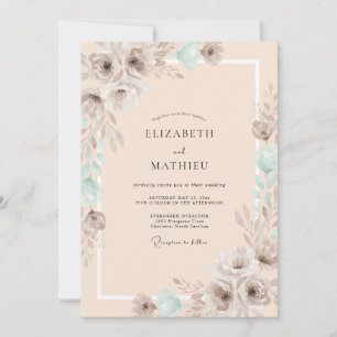 Invitation Mariage Aquarelle Éthérée aux Tons de Pêche