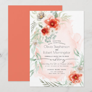 Invitation Mariage Aquarelle Flame Fleurs d'araignée