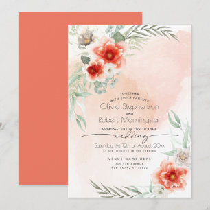 Invitation Mariage Aquarelle Flamme de Flamme d'araignée