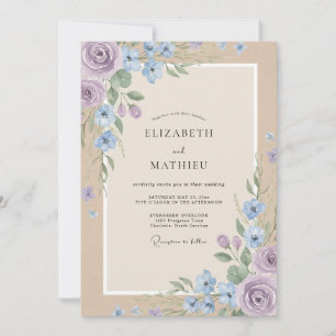 Invitation Mariage Aquarelle Fleur de Bleuet Violet