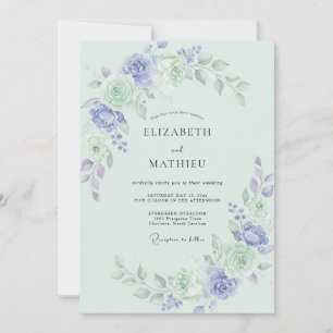 Invitation Mariage Aquarelle Fleur de Pervenche