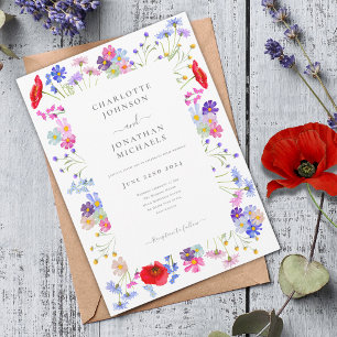 Invitation Mariage Aquarelle Fleur Sauvage Moderne
