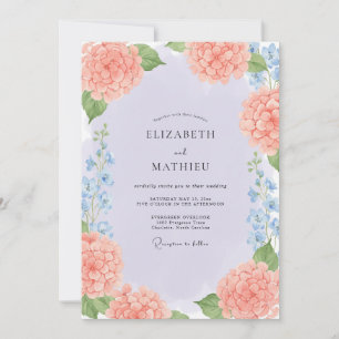 Invitation Mariage aquarelle florale corail