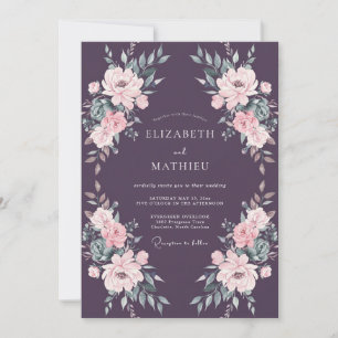 Invitation Mariage Aquarelle Florale Rouge Foncé