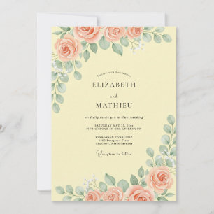 Invitation Mariage Aquarelle Jaune Beurre
