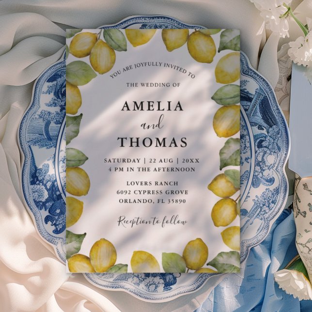 Invitation Mariage Aquarelle Jaune Citron Moderne (Créateur téléchargé)