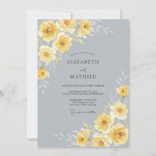 Invitation Mariage aquarelle jaune sophistiqué