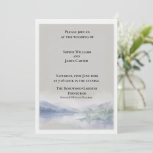 Invitation Mariage Aquarelle Loch des Highlands Écossais