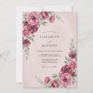 Invitation Mariage aquarelle luxuriant en Bourgogne