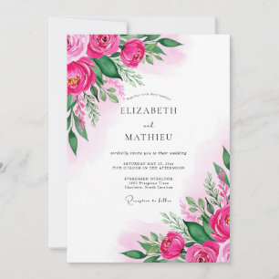 Invitation Mariage Aquarelle Luxuriant Fuchsia