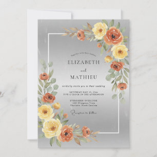 Invitation Mariage Aquarelle Ocres Argentés