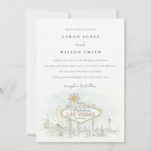 Invitation Mariage aquarelle paysage Las Vegas Nevada