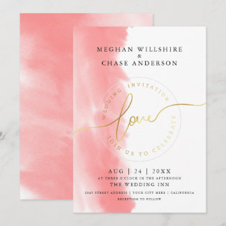 Invitation MARIAGE | Aquarelle Rose Corail
