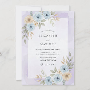 Invitation Mariage Aquarelle Sérénité Lavande