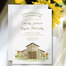 Invitation Mariage aquarelle tournesol grange rustique campag