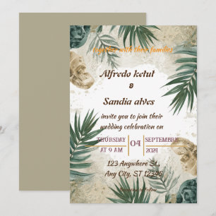 Invitation mariage aquarelle tropical palmier plage été