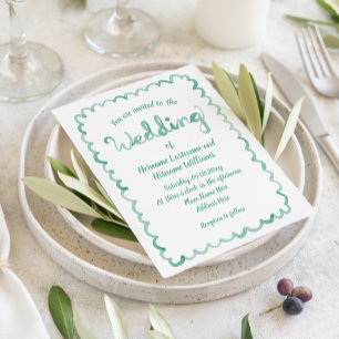 Invitation Mariage aquarelle vert menthe simple et fantaisist