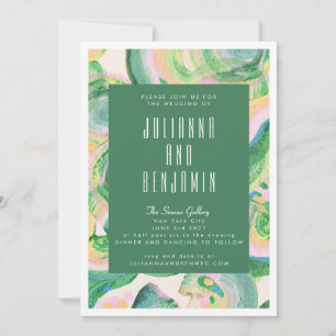 Invitation Mariage Aquarelle Verte Abstraite Moderne Artistiq