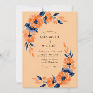 Invitation Mariage aquarelle vibrant à l'abricot