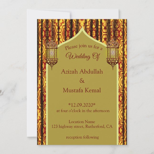 Invitation Mariage arabe islamique (Devant)