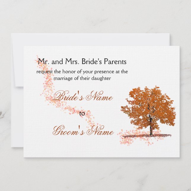 Invitation Mariage arbre d'automne-Rouille (Devant)