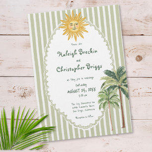 Invitation Mariage Arbre de Palmier de Soleil Chic de la Côte