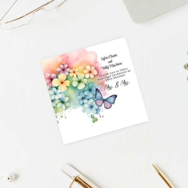 Invitation Mariage arc-en-ciel lesbien (Créateur téléchargé)