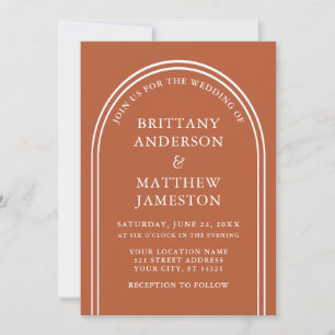 Invitation Mariage Arc Moderne Et Élégant Brûlé Orange