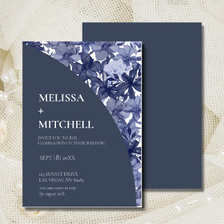 Invitation Mariage Arch Aquarelle Marine Bleu Floral