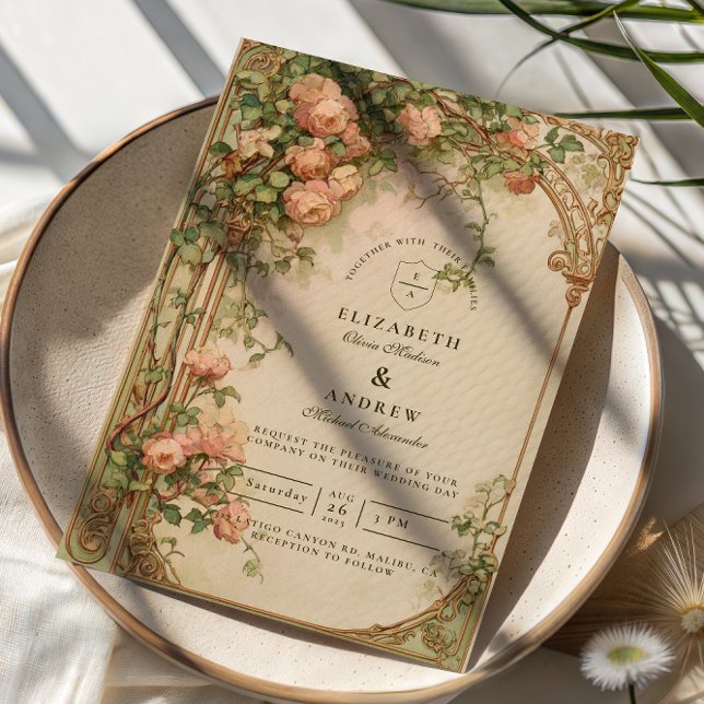 Invitation Mariage Arch Vintage Rose (Créateur téléchargé)