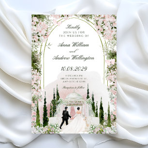 Invitation Mariage Arche florale aquarelle romantique