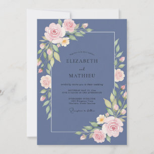 Invitation Mariage Ardoise Fleurs de Eucalyptus