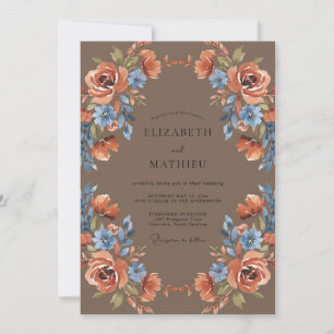 Invitation Mariage Ardoise Terre Cuite Antique Rose