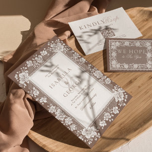 Invitation Mariage Argent Comptant Photo Dentelle Classique N