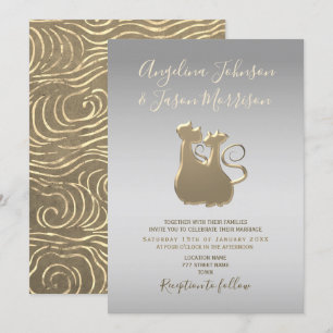 Invitation Mariage argent et or chic