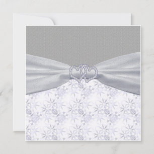 Invitation Mariage Argent, étoiles blanches et flocons de nei