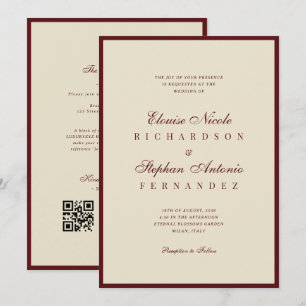 Invitation Mariage Argenté Vieilli Code QR Argent Vieilli