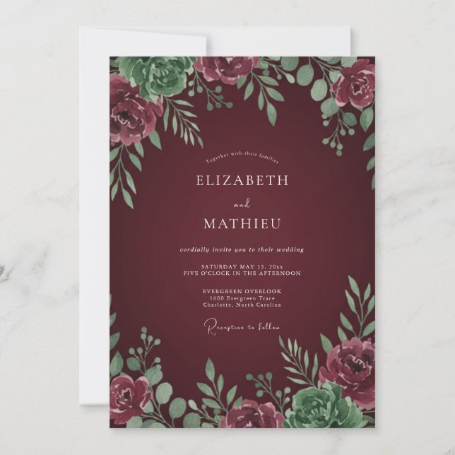 Invitation Mariage Aristocratique d'Hiver Marron (Devant)