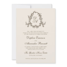 Mariage Armoiries Florales Marron Vintage