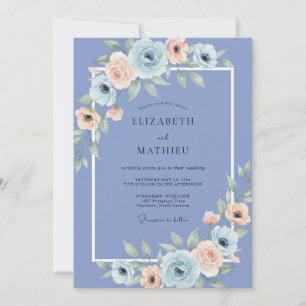 Invitation Mariage Arrangement de Fleurs de Pervenche
