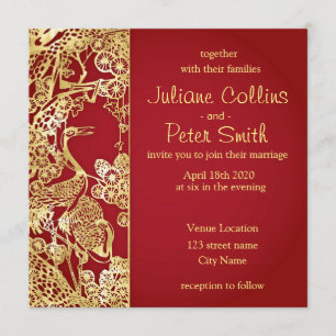 Invitation Mariage Arrière - plan chinois rouge