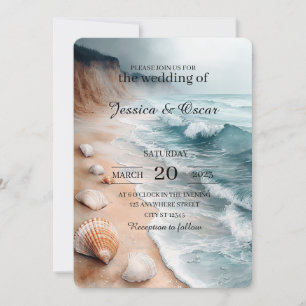 Invitation Mariage Arrière - plan côtier paisible